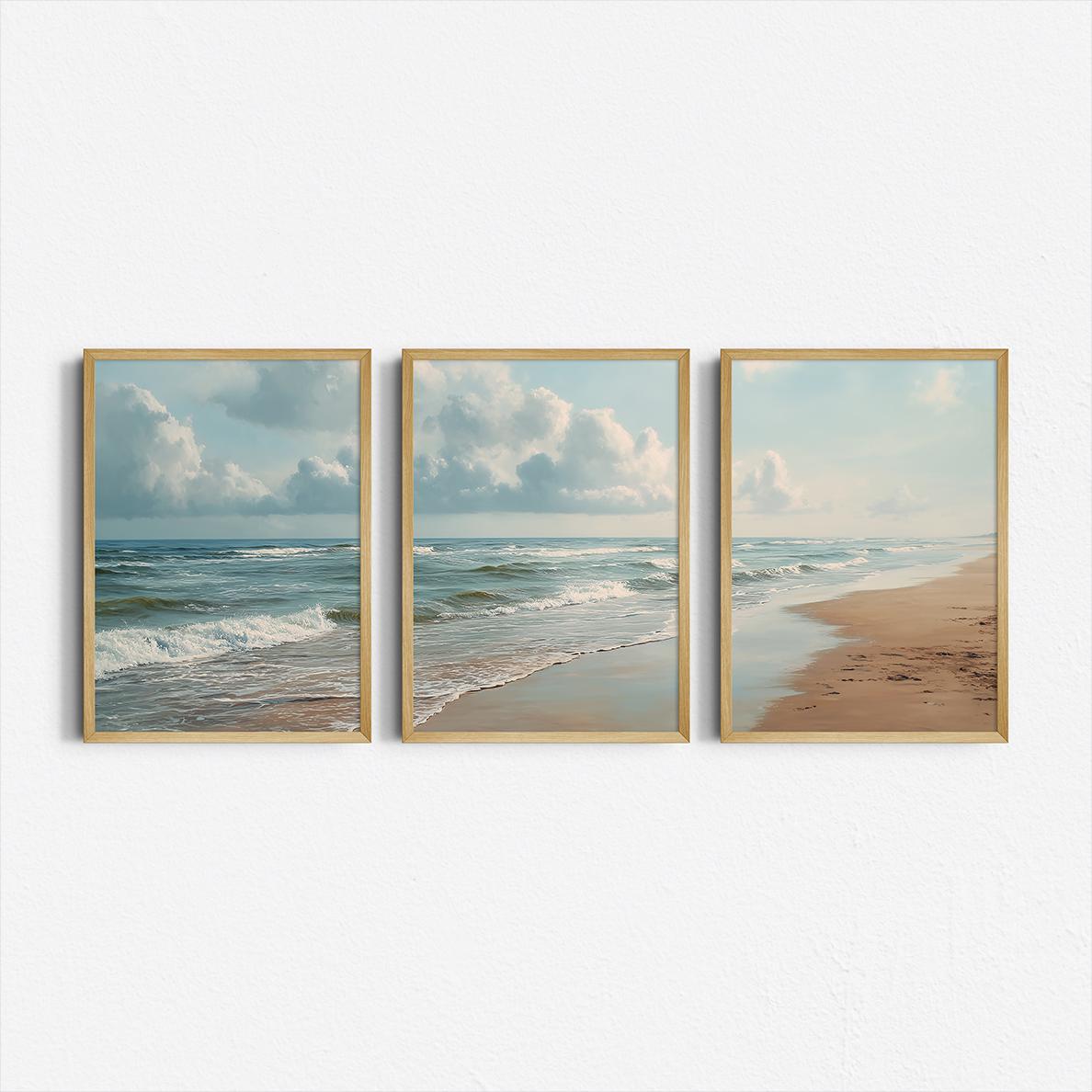 Set of 3 Ocean Beach Triptych  - огляд і ціна Abstract Canvas Set