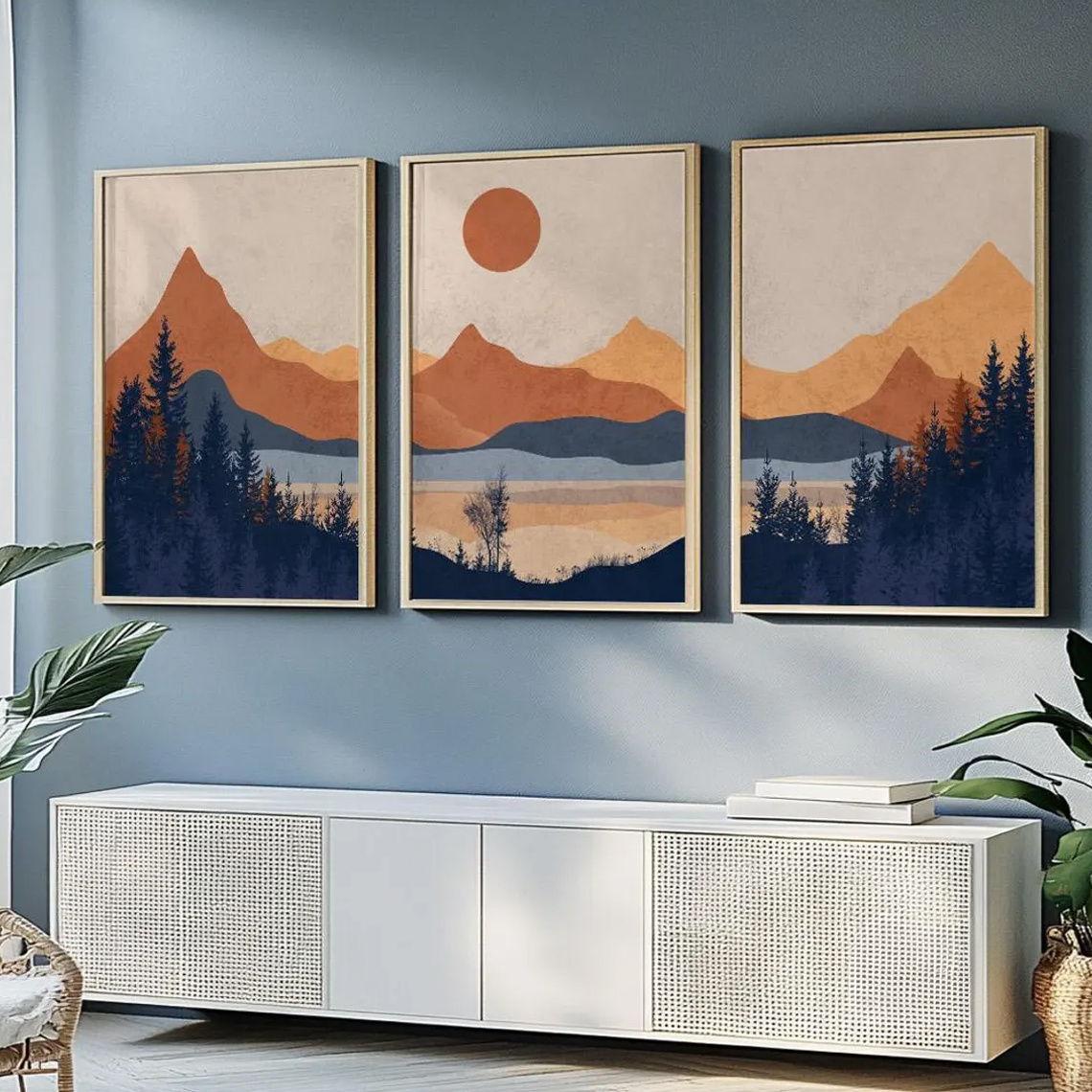 3pcs/Set frameless,Terracotta  - огляд і ціна Abstract Canvas Set