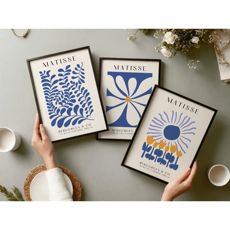 Blue Matisse Prints Set of 3 P - огляд і ціна Abstract Canvas Set