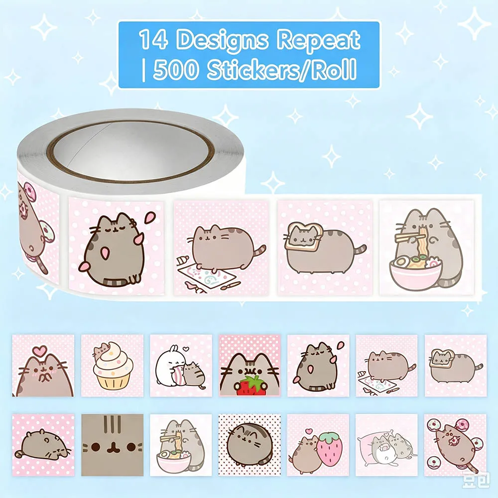 Hou 500pcs Pusheen Cartoon Cat - огляд і ціна Wall Sticker