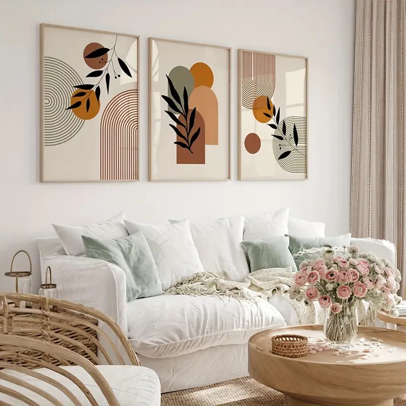 3pcs Bohemian-style Plant Geom - огляд і ціна Abstract Canvas Set