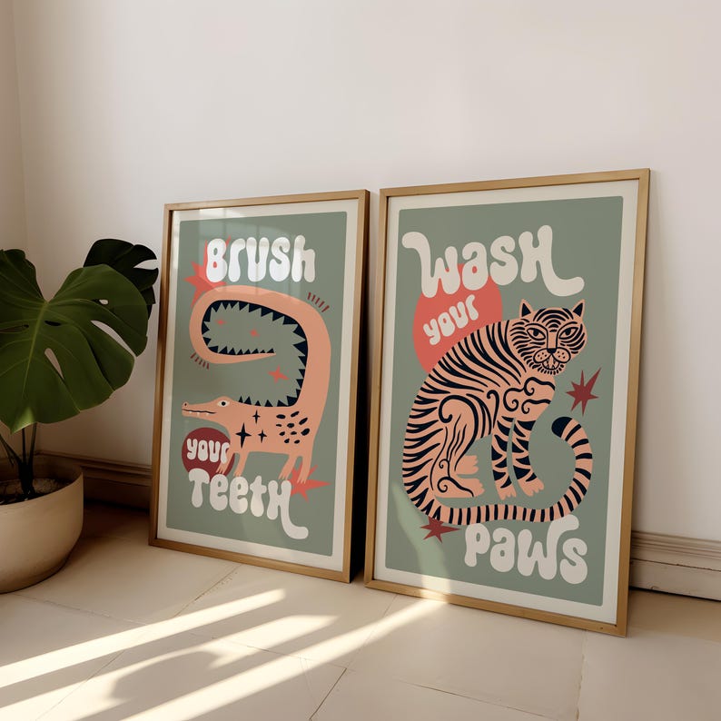 2pcs/set Tiger Wash Your Paws  - огляд і ціна Abstract Canvas Set